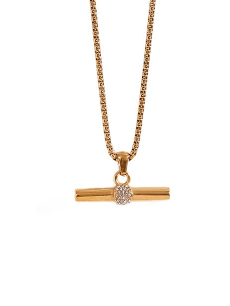 Cynthia White Gold Bar Necklace